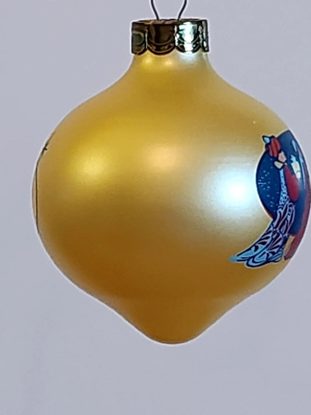 Hallmark Nativity Wise Men Gold Teardrop Glass Ornament “O Come Adore Him” 1986